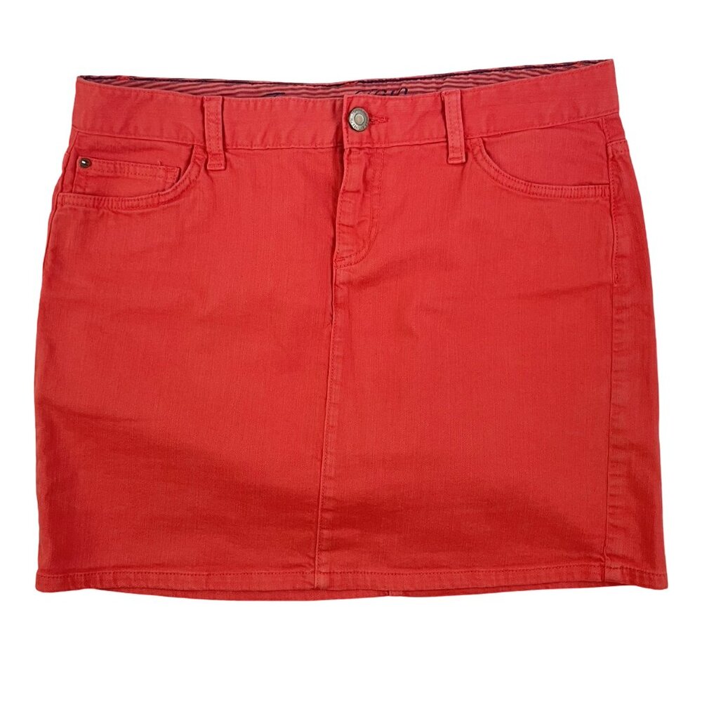 TOMMY HILFIGER Skirt Red Short Cotton Straight 5 Pocket Style Size 10 Belt Loops